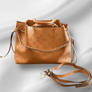 Tan Leather “Mahina Bella” Shoulder/Crossbody Tote